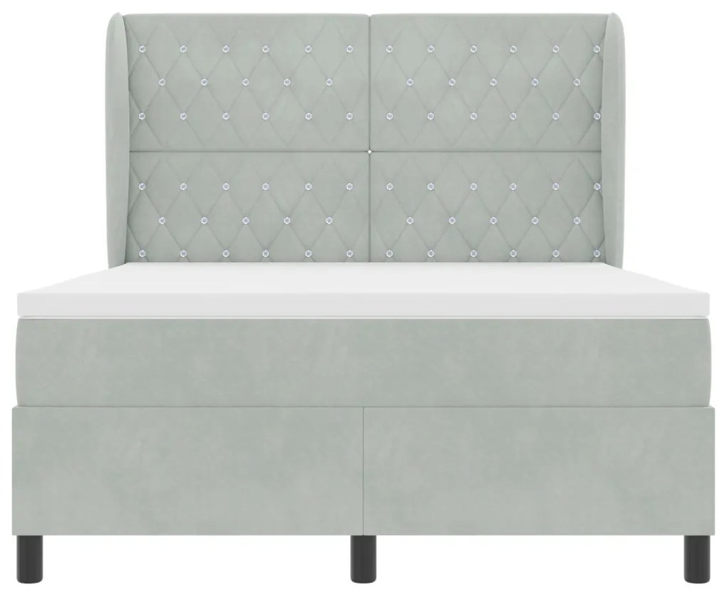 Boxspring Ágy Matraccal Világosszürke 140x200 cm Bársonyos