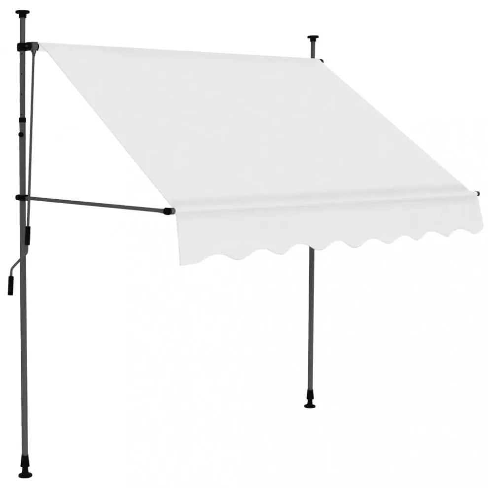 krémszínű kézzel kihúzható LED-es napellenző 100 cm