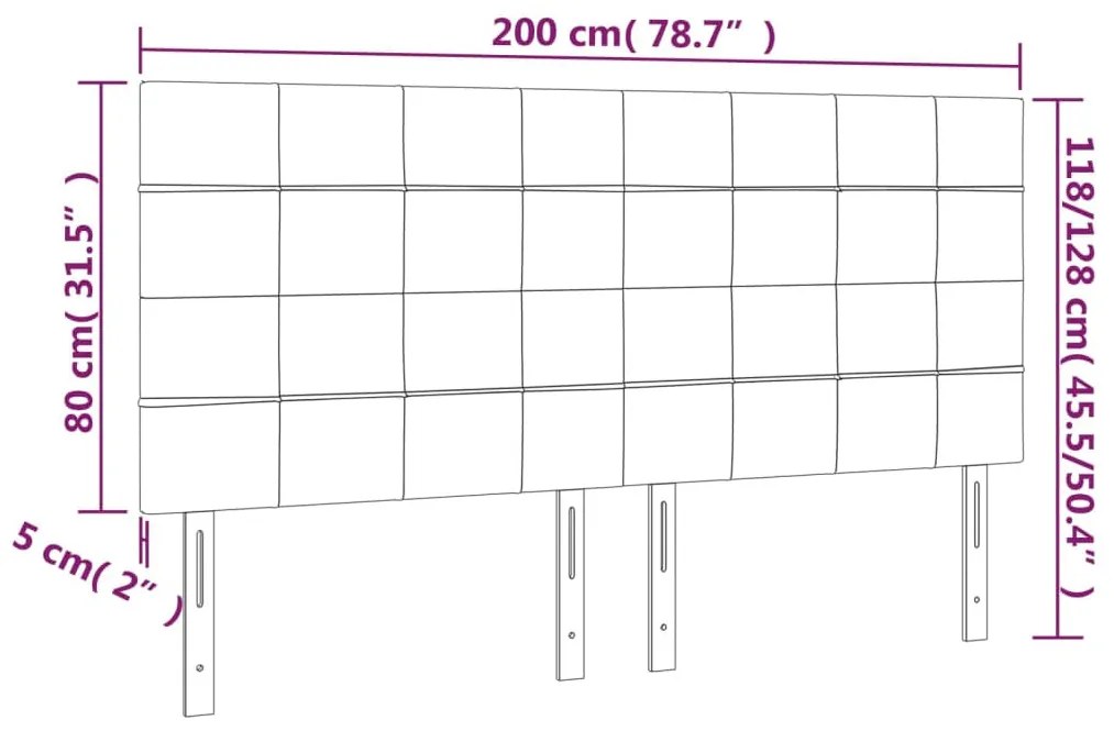 krémszínű szövet LED-es fejtámla 200x5x118/128 cm