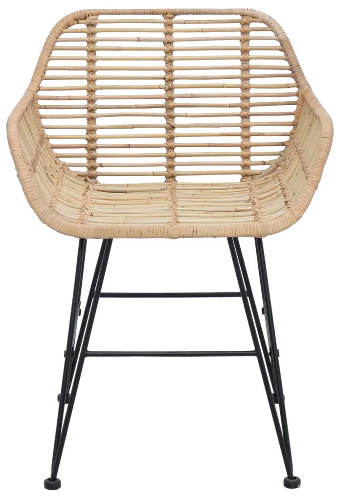 Étkezőszék 2 pcs Természetes 55 x 50 x 74 cm Rattan és Vas