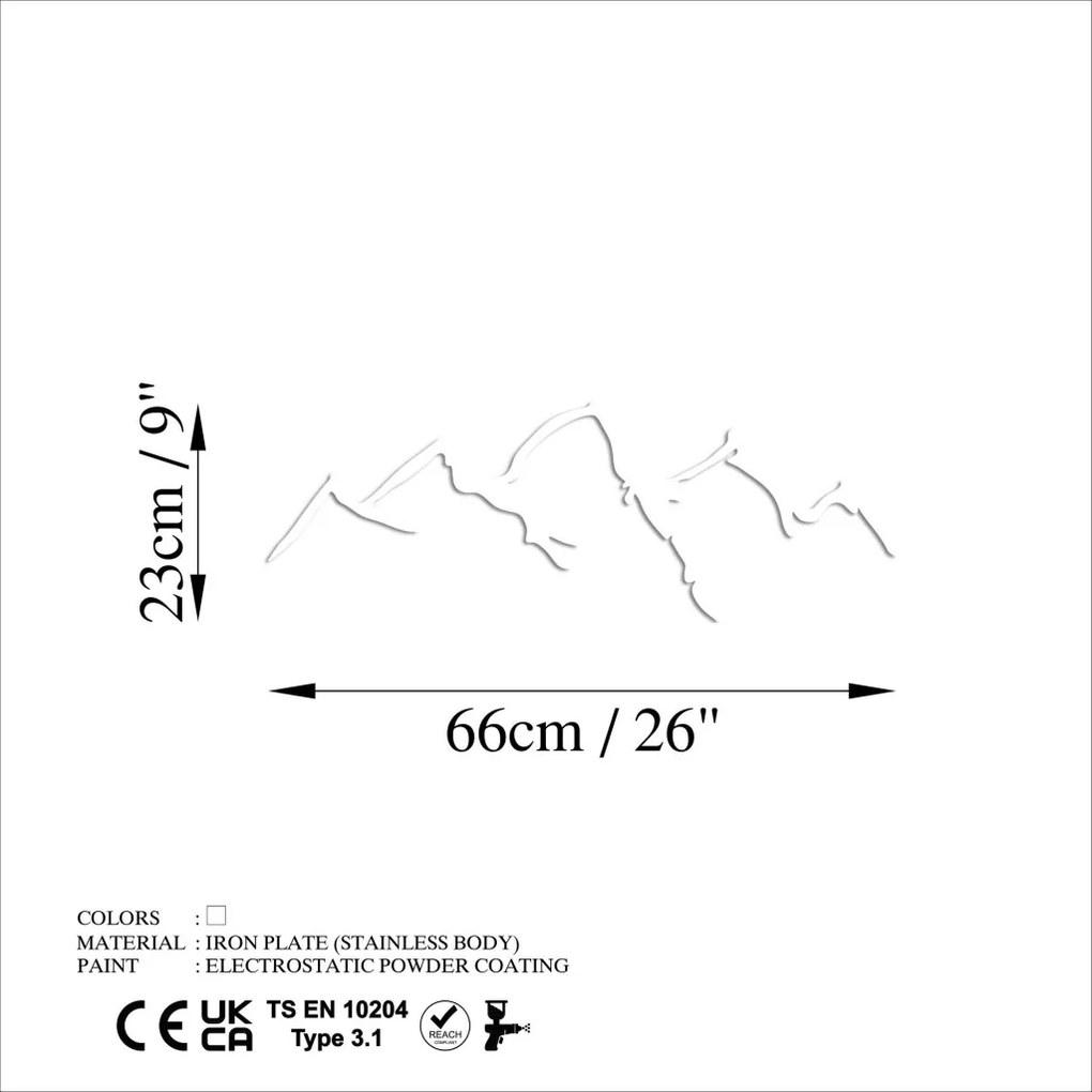 Mountain fém fali dekoráció, 66×23 cm