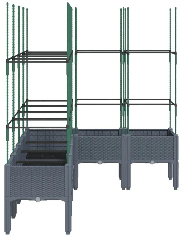 szürke PP rácsos kerti ültetőláda 160 x 120 x 142,5 cm
