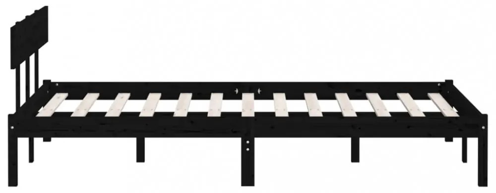 fekete tömör fenyőfa ágykeret 140 x 200 cm