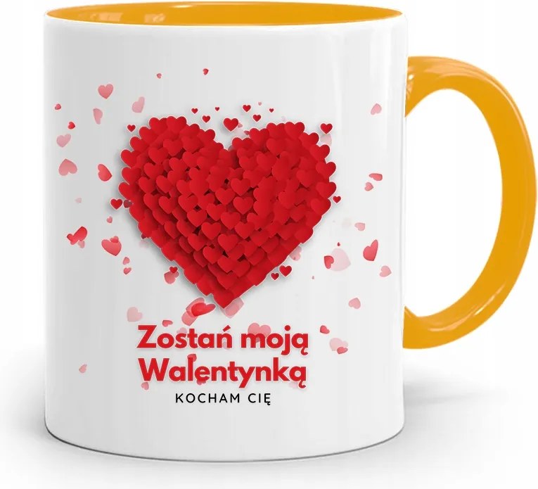 Sárga Valentin Napi Bögre Legyél Az Én Valentin Napom fényképes nyomtatással