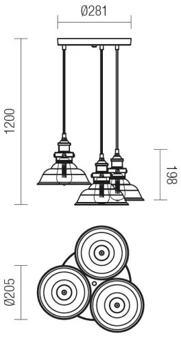 Redo 01-1004 - Csillár zsinóron SAVILLE 3xE27/42W/230V