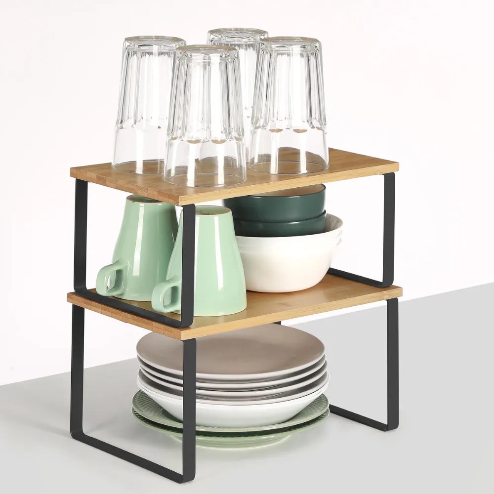 CEZAR bambusz rendszerező szett, 2 db, barna/fekete SongmicsHome