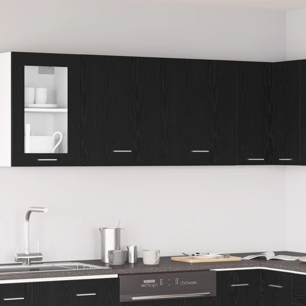 Fali Szekrények - 2 db - Fekete tölgy, 100x31x60 cm - Mérnöki fából készült