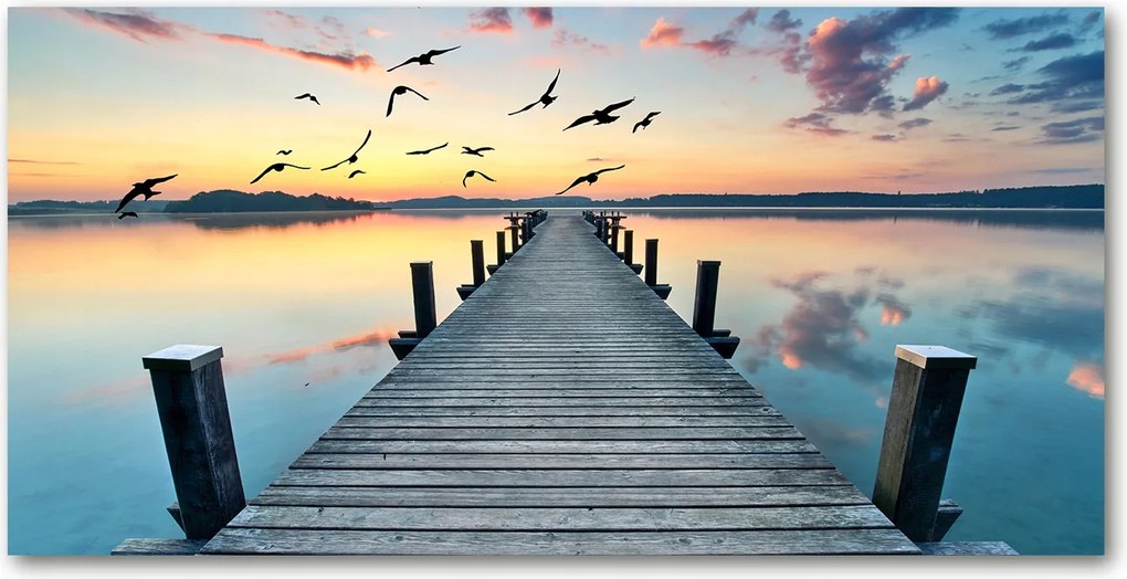 Fotó kép edzett üveg Fa móló 140x70