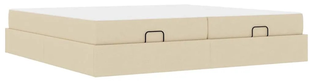 Ágykeret tárolóval Krém 200 x 200 cm szövet