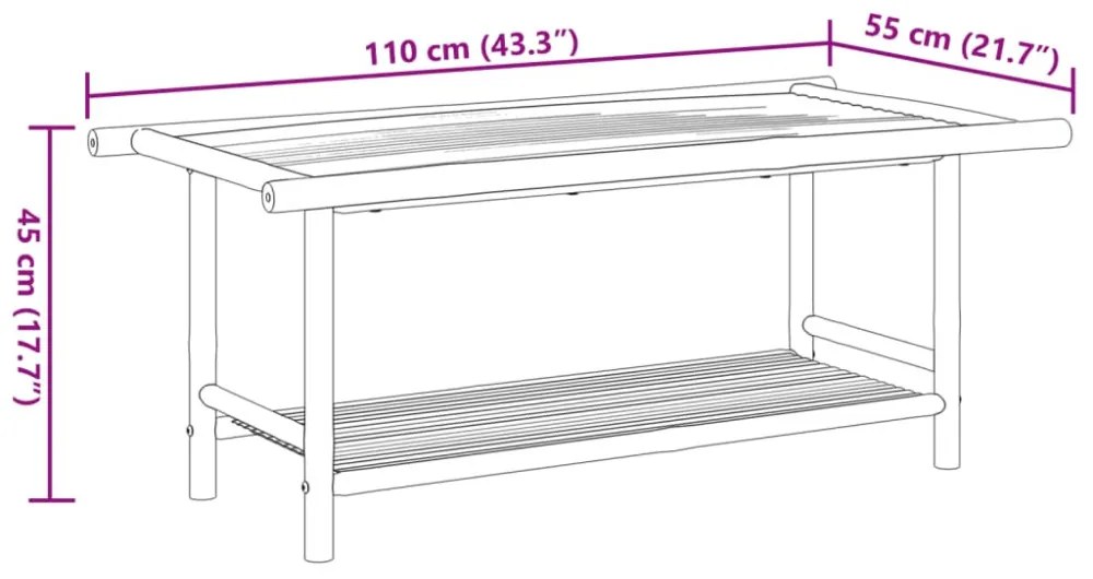bambusz dohányzóasztal 110x55x45 cm