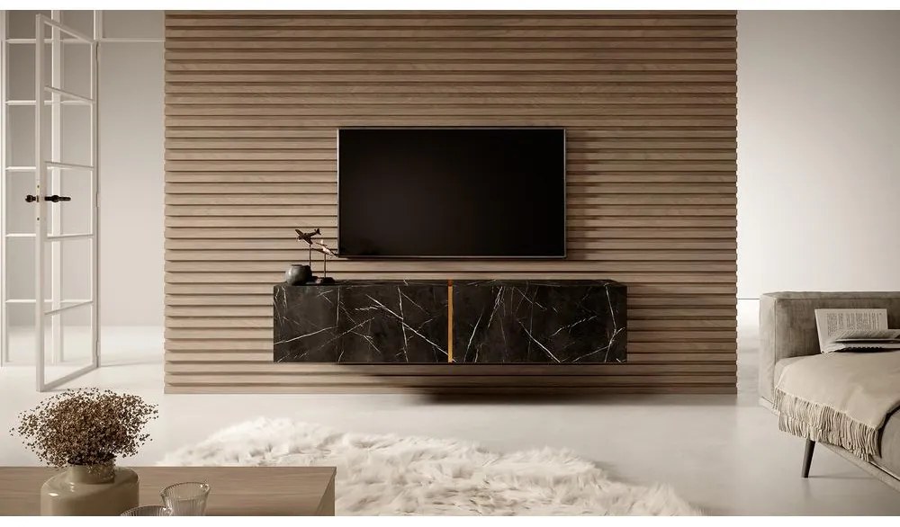 Tv szekrény/asztal Bakira 140 (fekete márvány). 1098784