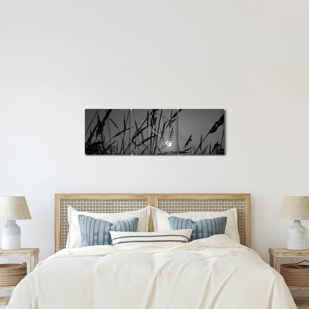 Kép - rét naplementével (órával) (90x30 cm)