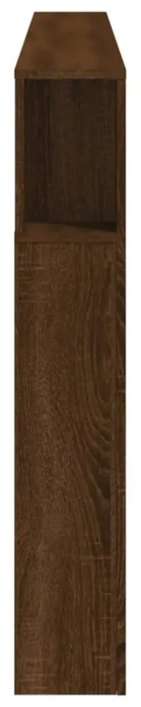 barna tölgyszínű szerelt fa LED-es fejtámla 220x18,5x103,5 cm