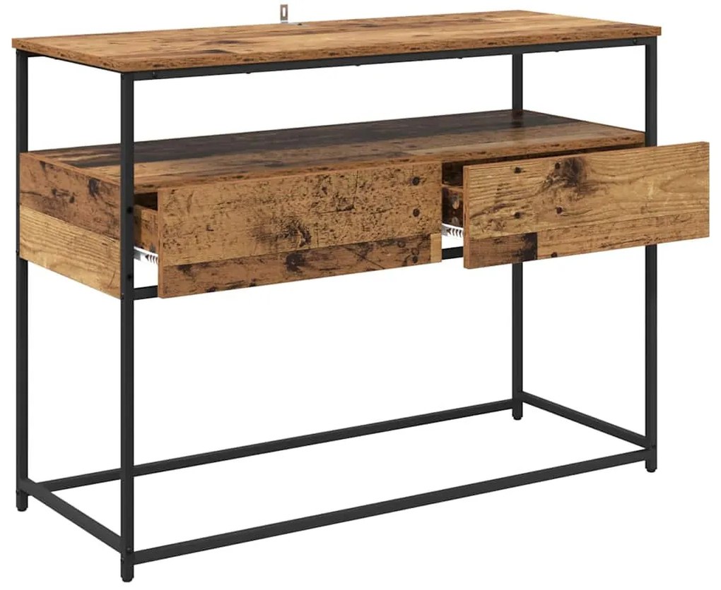 vidaXL Konzolasztal fiókkal Öreg fa 100 x 40 x 75 cm Faanyag