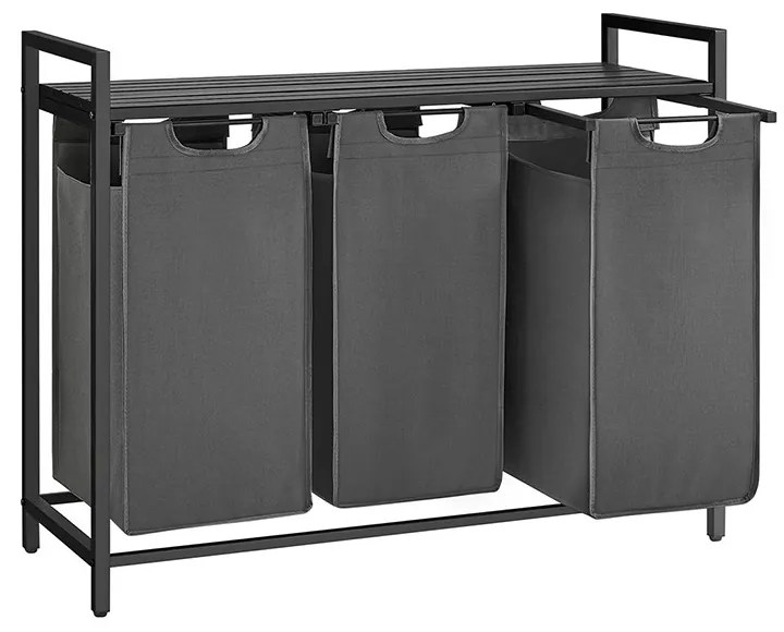 3 rekeszes szennyestartó, sötétszürke