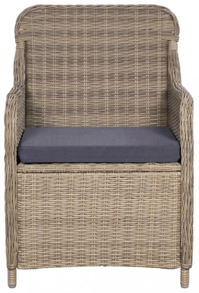 2 db barna polyrattan kültéri szék párnával