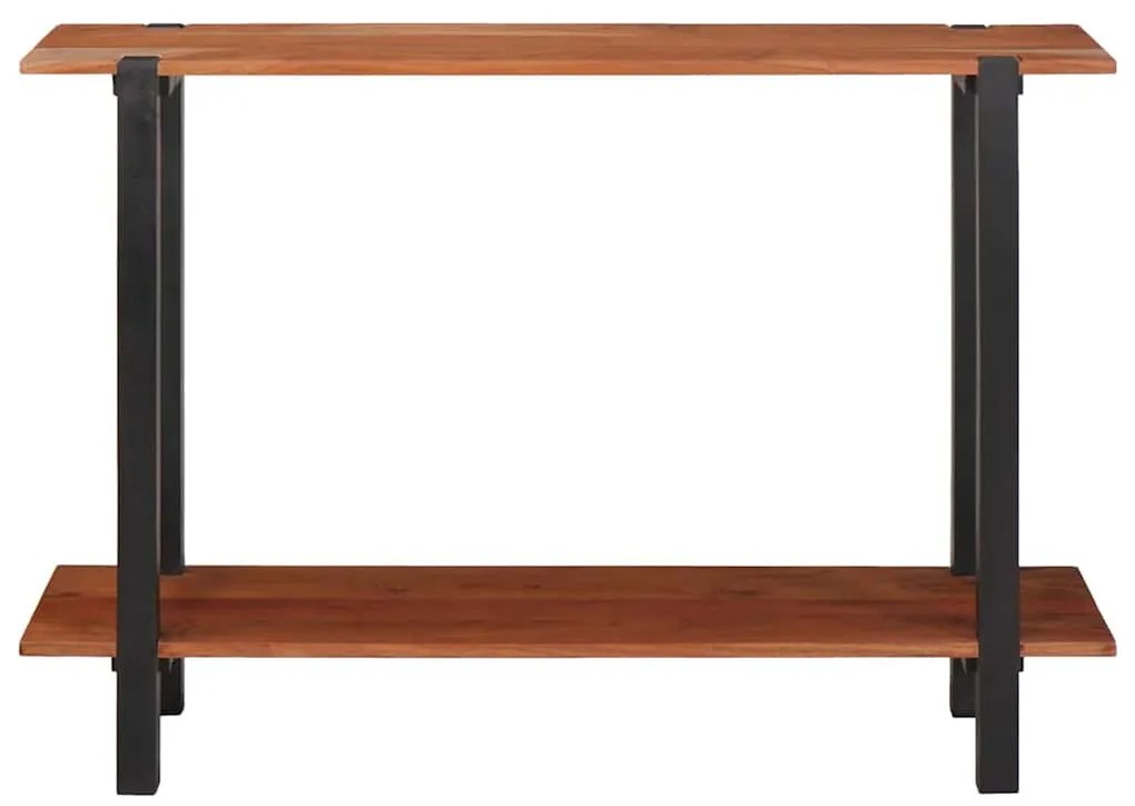 Konzolasztal polcokkal Barna 110 x 30 x 75 cm tömör akácfa
