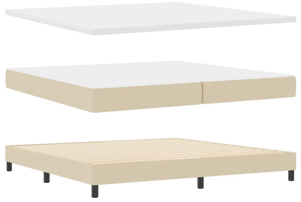 Box Spring Ágy Matraccal & LED Krém 200x200 cm Szövet