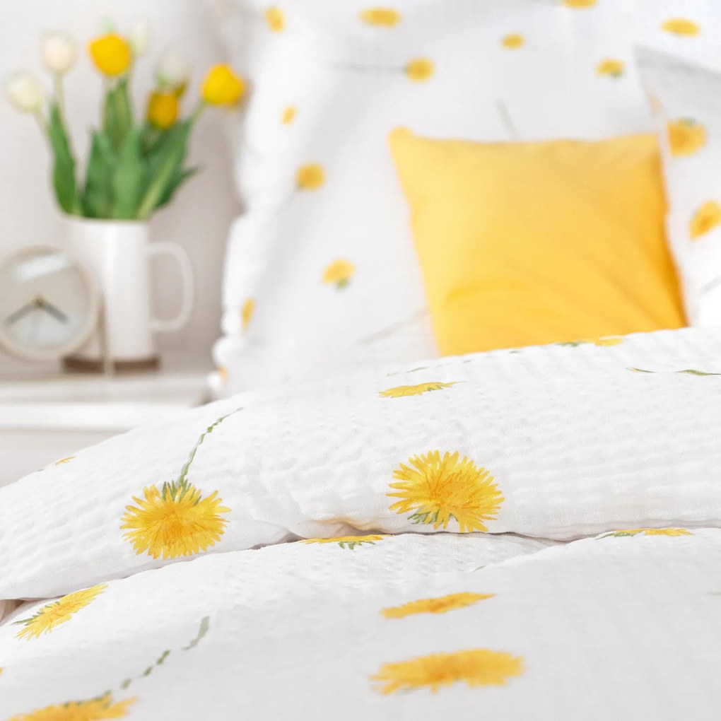 Goldea krepp ágyneműhuzat - pitypangok 140 x 200 és 70 x 90 cm