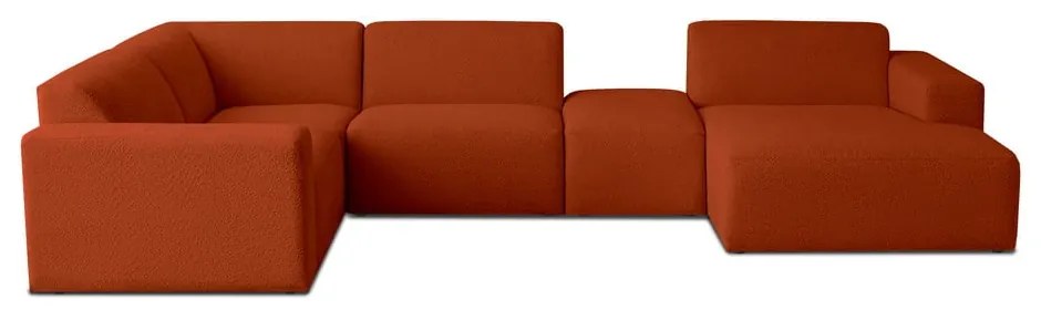 Téglavörös buklé sarokkanapé (U alakú) Roxy – Scandic