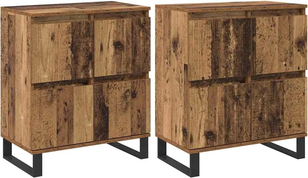 vidaXL Széf 2 pcs Öreg fa 60 x 35 x 70 cm