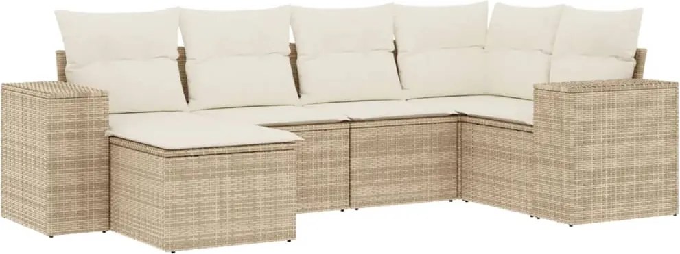 vidaXL 6 részes bézs polyrattan kerti ülőgarnitúra párnával