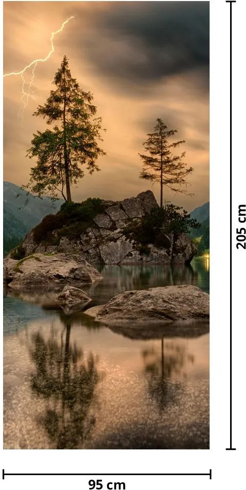 Fotótapéta ajtóra - Tó a hegyekben (95x205cm)