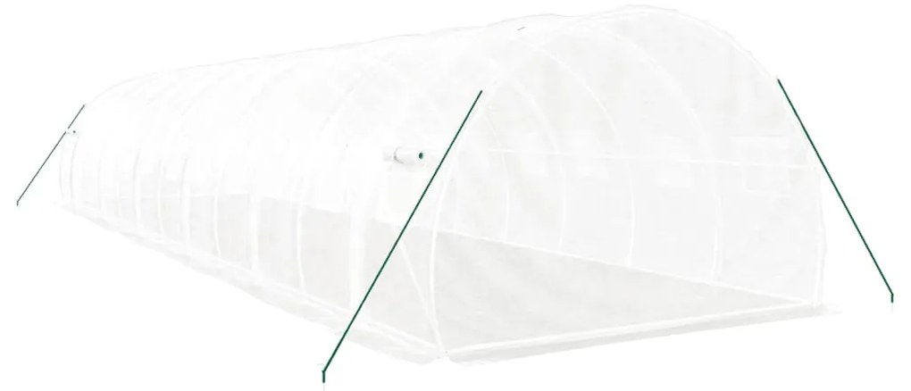 fehér acélvázas melegház 36 m² 12 x 3 x 2 m