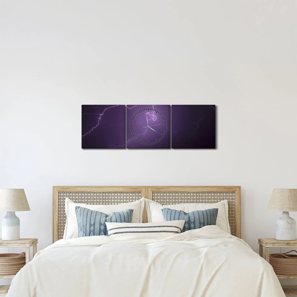 Villámzó égbolt képe (órával) (90x30 cm)