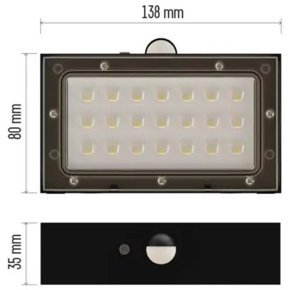 LED Napelemes reflektor mozgásérzékelővel LED/3,7V 1200mAh 4000K IP65 fekete
