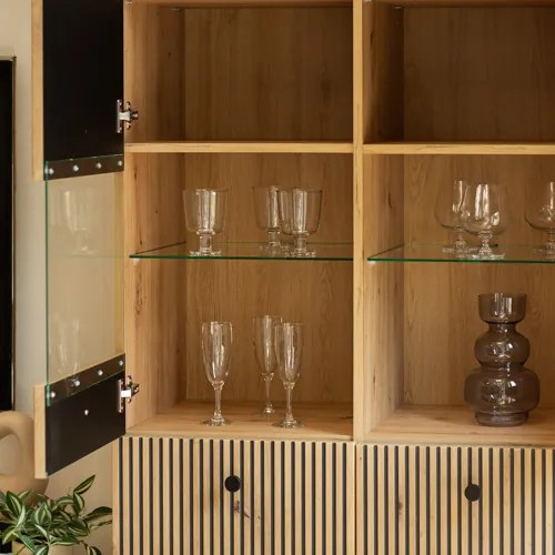 BERLIN 4 ajtós vitrines szekrény | Artisan Tölgy