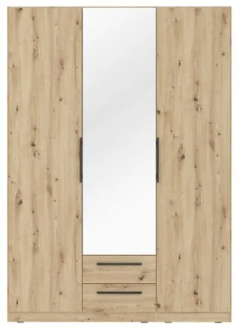 MARO gardróbszekrény tükörrel, 150x213 cm, artisan tölgy