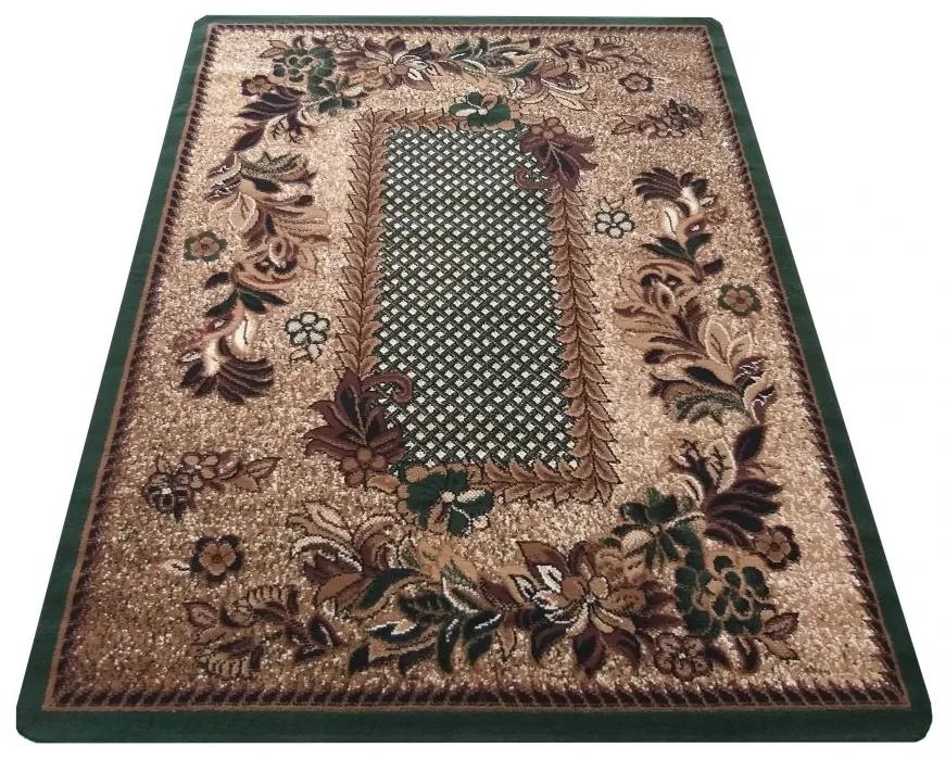 Stílusos vintage szőnyeg, zöld szegéllyel Szélesség: 100 cm | Hossz: 190 cm