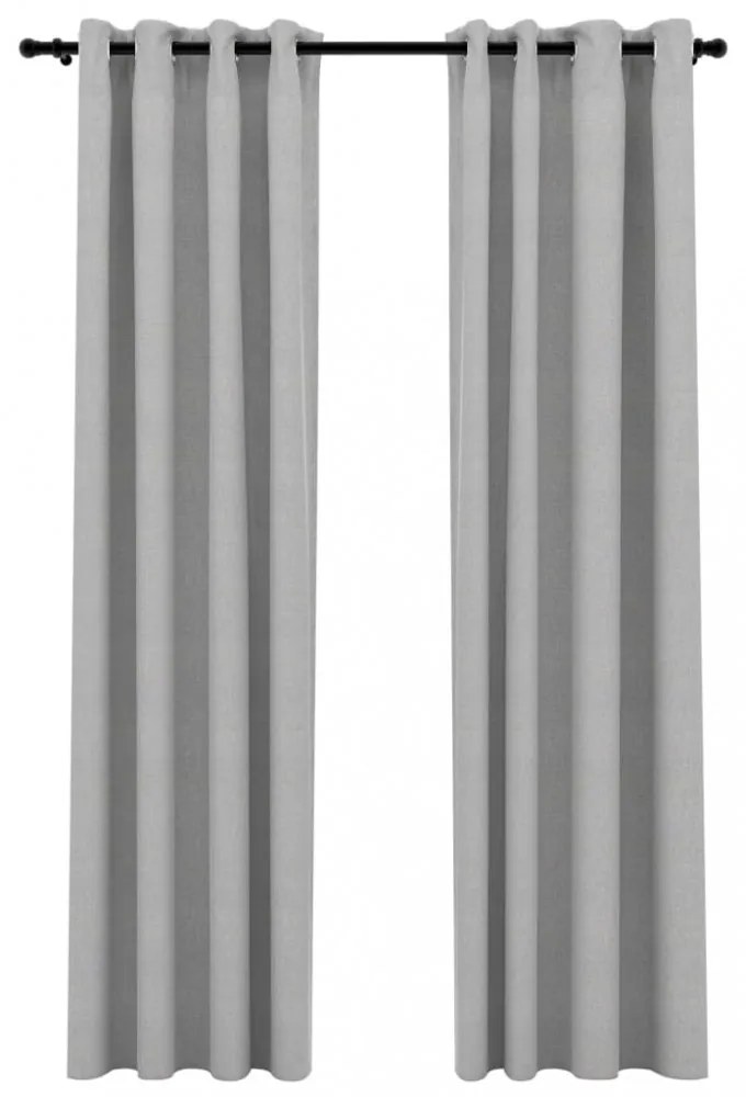 2 db szürke, vászonhatású sötétítőfüggöny fűzőkarikával 140 x 225 cm