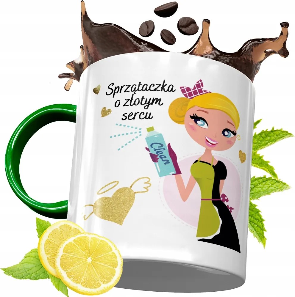 Zöld Bögre Takarítónőnek Születésnapra Ajándék fényképes nyomtatással