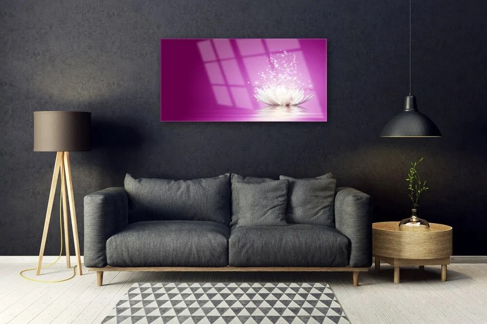 Fali üvegkép lótusz virág 120x60cm