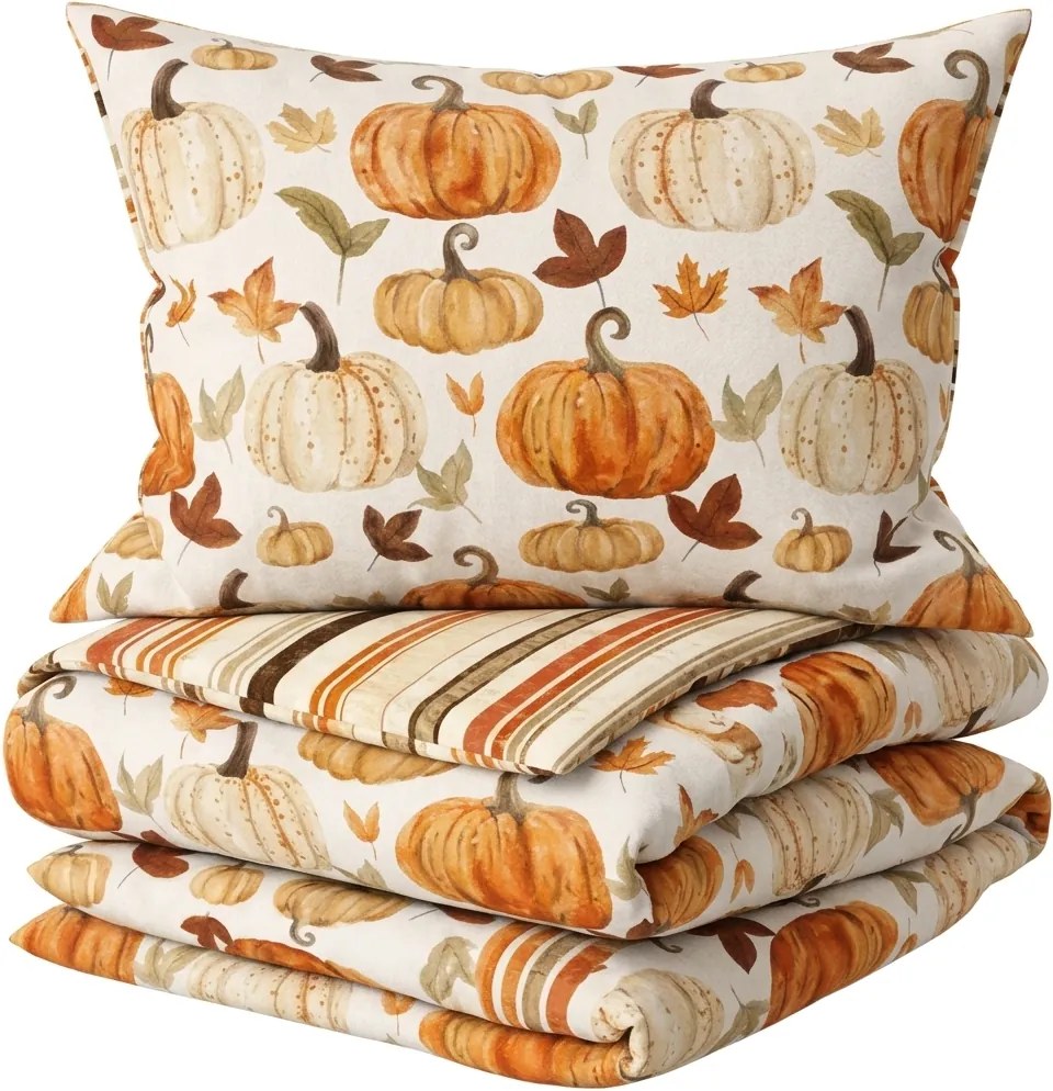 Flanel ágynemű PUMPKINS & STRIPES színes Ágyneműhuzat mérete: 70 x 90 cm | 140 x 220 cm