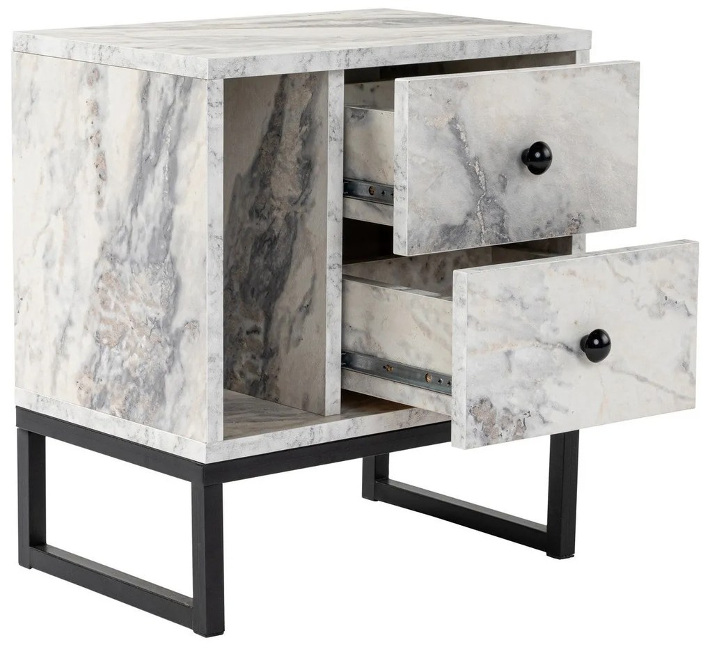 Éjjeliszekrény Glimmer - Fressia Marble, Fekete