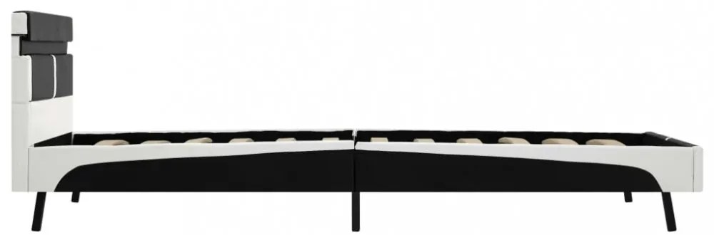 fekete LED-es műbőr ágykeret 90 x 200 cm
