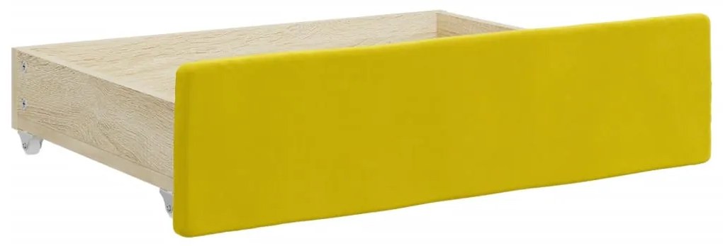 sárga kihúzható bársony heverő fiókkal 100 x 200 cm