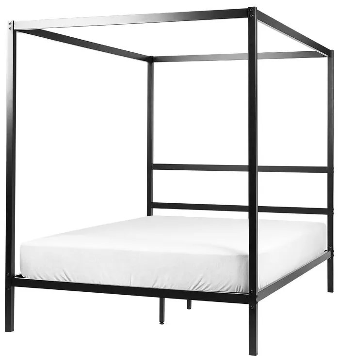 Fekete fém baldachinos franciaágy 140 x 200 cm LESTARDS Beliani