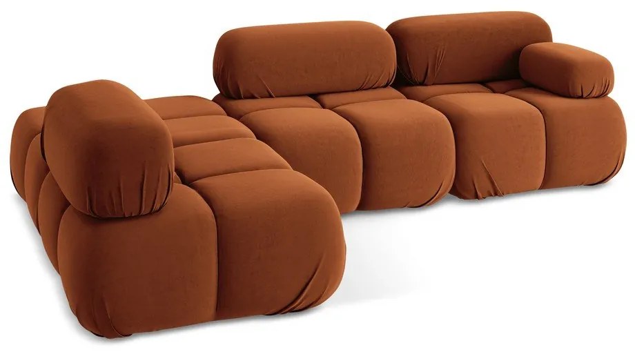 Narancssárga bársony moduláris sarokkanapé (bal oldali) Lokua – Makamii