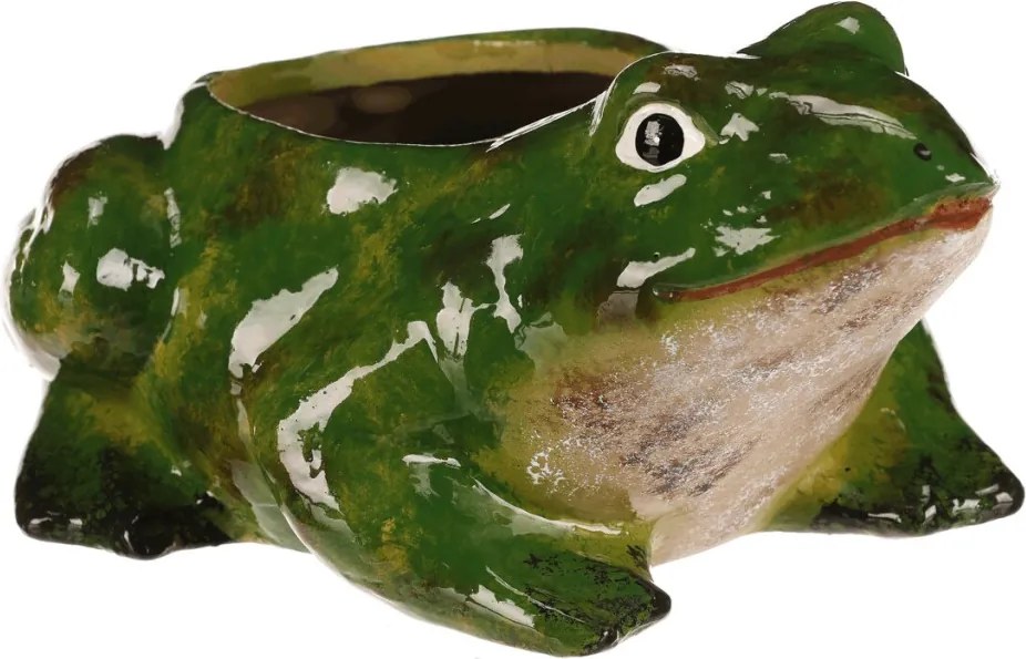Kerámia virágtartó béka formában zöld