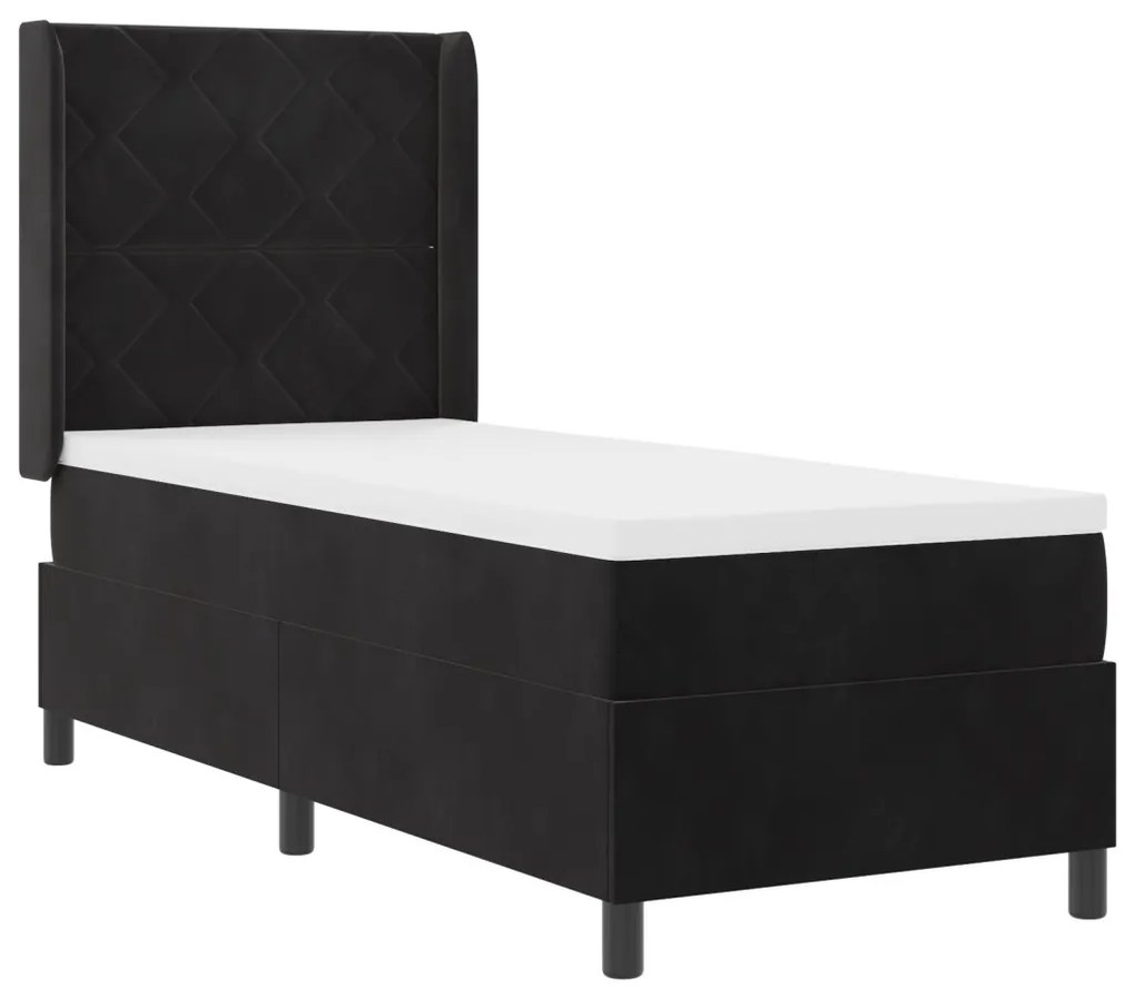 Boxspring Ágy Matrac Használatával Fekete 80x200 cm Bársonyos