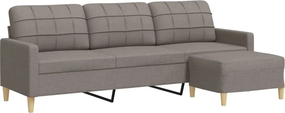 vidaXL 3 személyes tópszínű szövet kanapé lábtartóval 210 cm