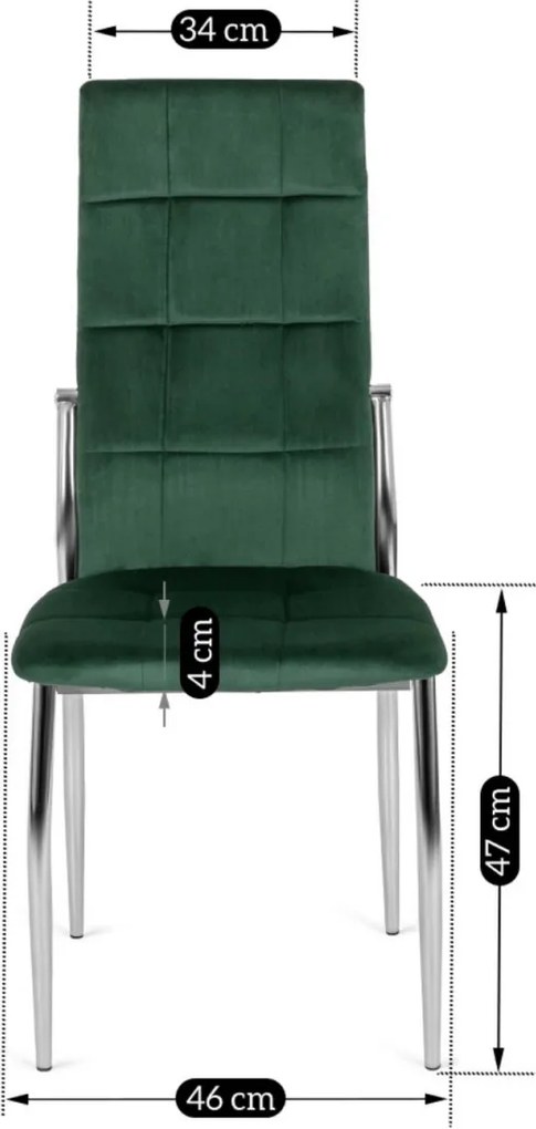 Szék zöld színben, bársony kárpittal. MOLLY