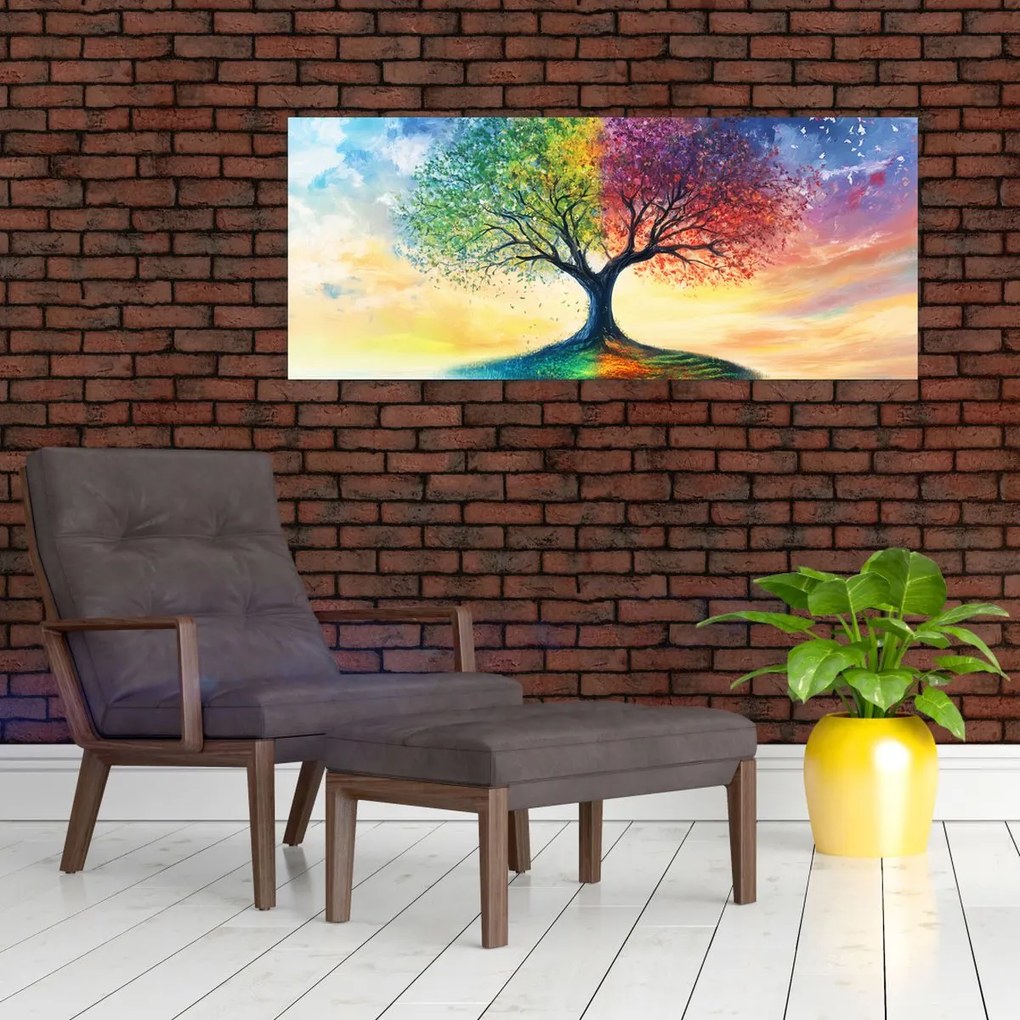 Kép – Évszakok festett fája (120x50 cm)