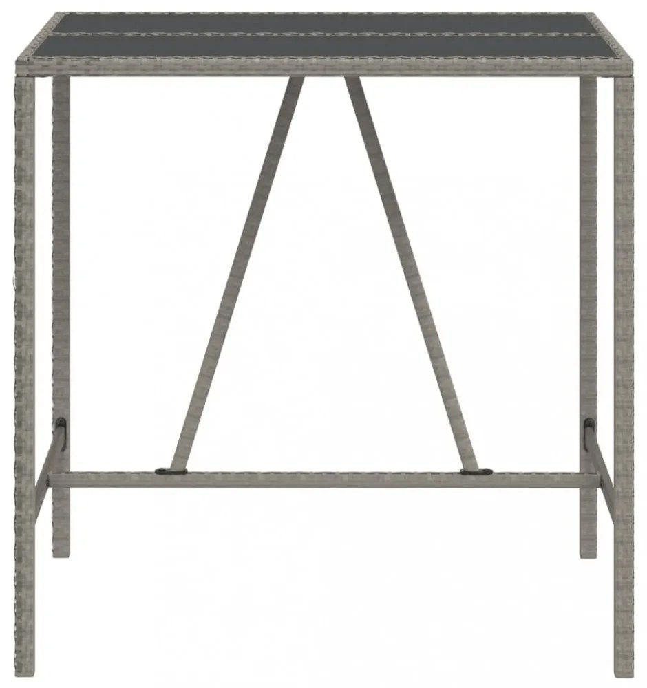 szürke polyrattan üveglapos bárasztal 110 x 70 x 110 cm
