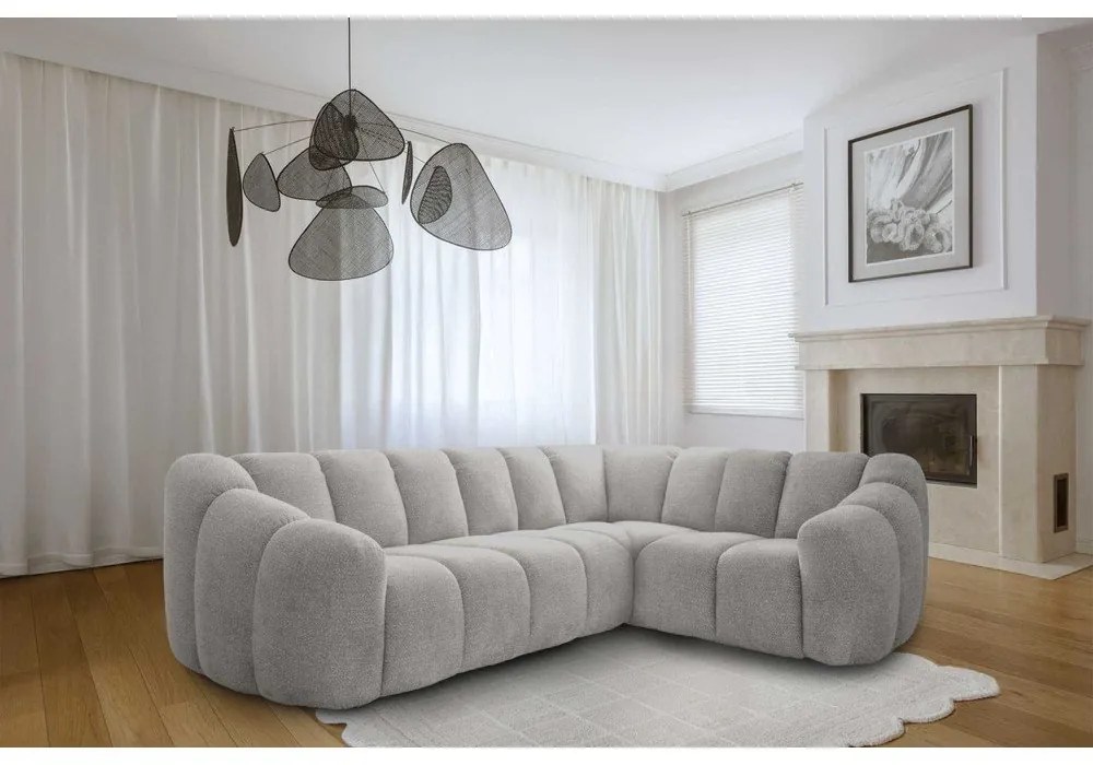 Világosszürke sarokkanapé (jobb oldali-L alakú) Shell – Miuform