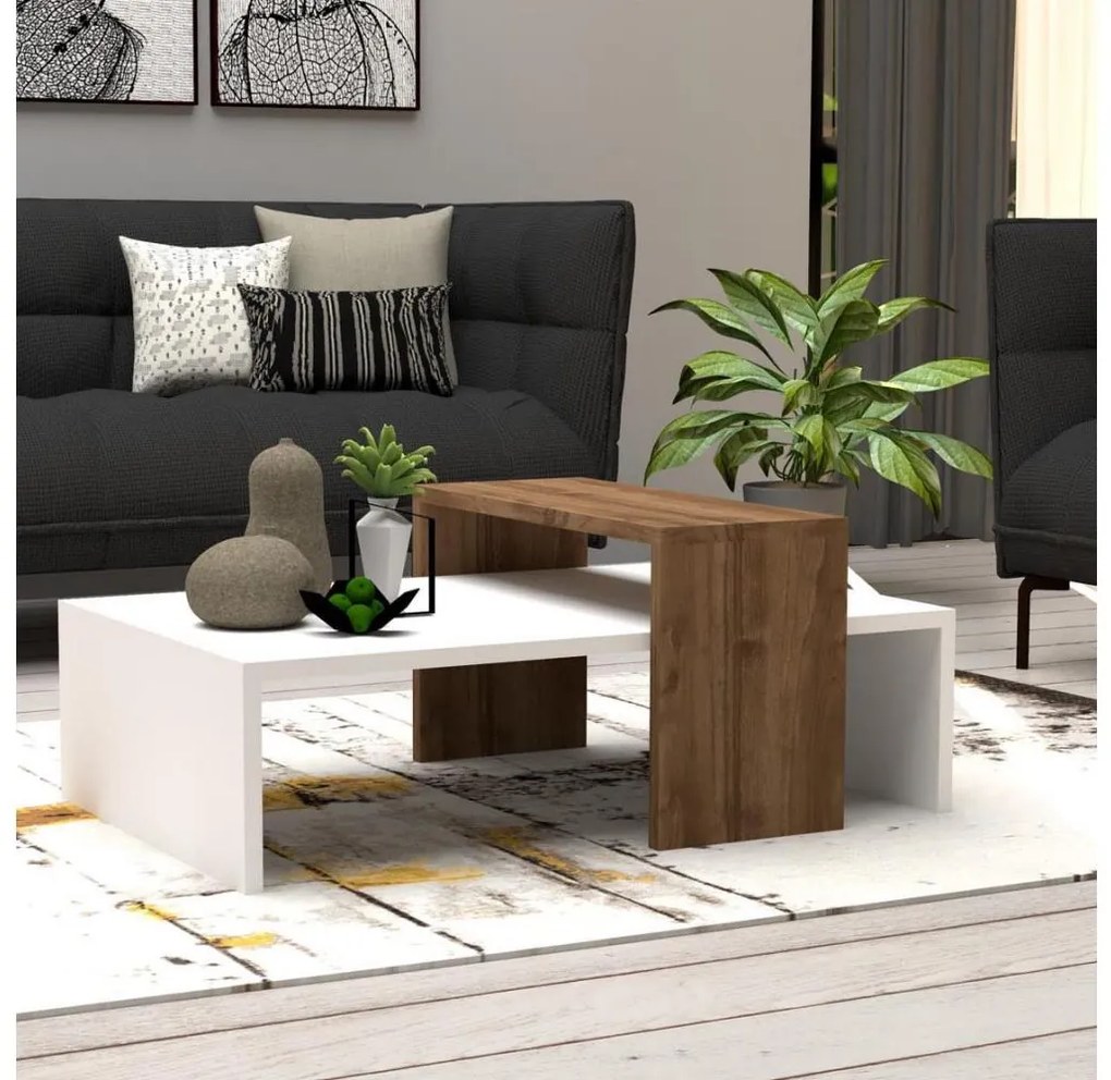 GLOW konferencia asztal 32x80 cm fehér/barna